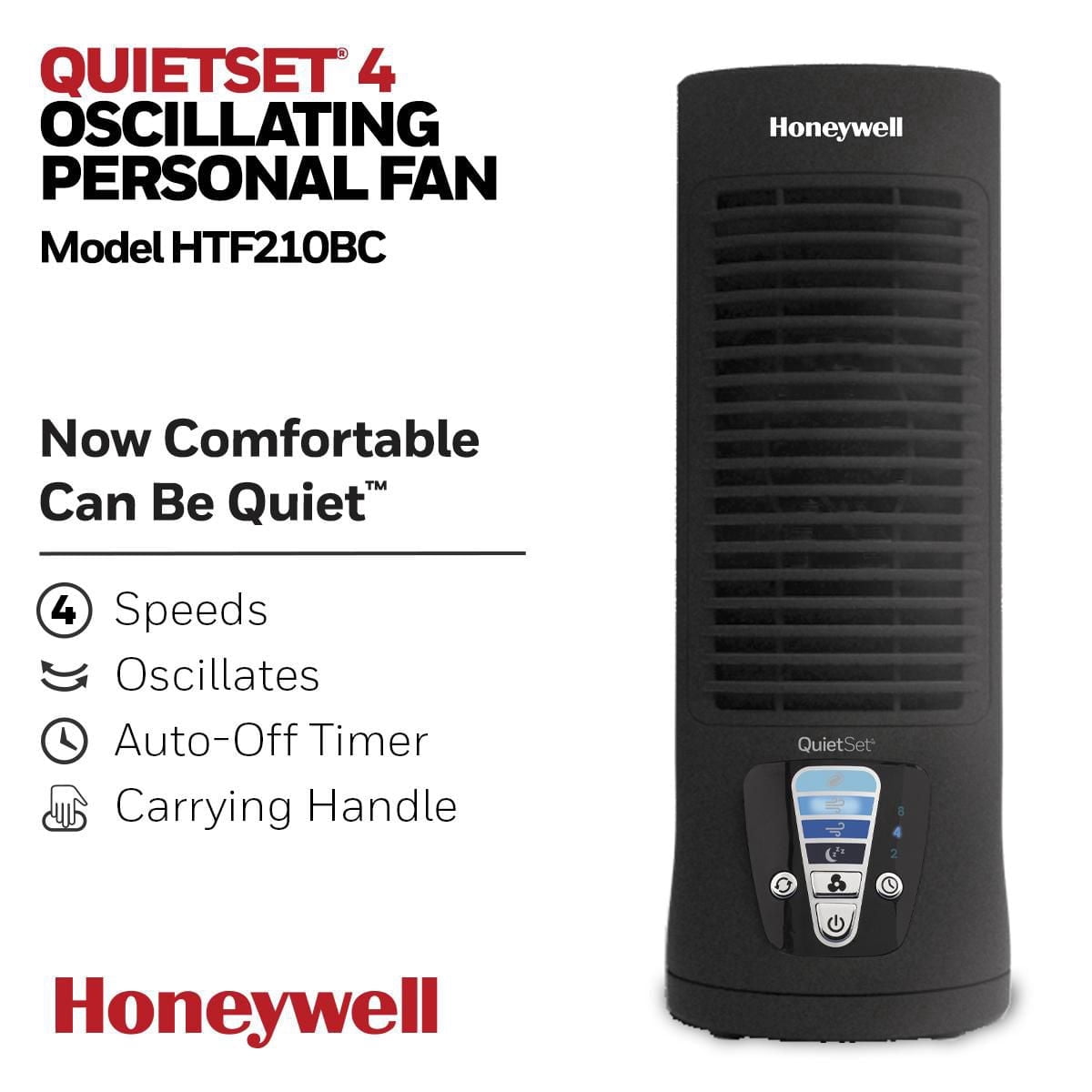 Honeywell HTF210BC Quietset 4 ventilateur personnel oscillant