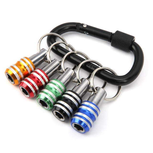 5 Pack Keychain Screwdriver Bit Holders, Aluminum Alloy Screwdriver Bit Holders, 3 Slot Portable Screwdriver Bit Holders, 1/4 In Quickrelease Tool, for Drill Bits,Pneumatic Sockets Posts