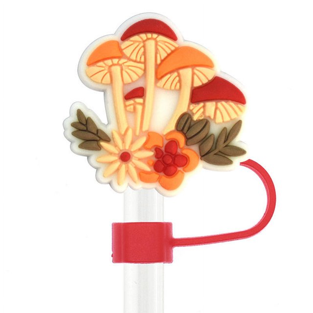 Glass Straw Dust Plug PVC Straw Cap 10MM Universal Creative Cute Flower Straw Accessory