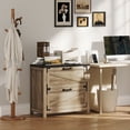 thumbnail image 2 of HOMCOM 2 Drawer File Cabinet Lateral Filing Cabinet for Home Office, Grey, 2 of 10