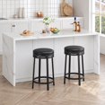 thumbnail image 1 of 360°Swivel Bar Stools Set,  PU Leather Counter Height Barstools with Footrest & Metal Frame, Upholstered Backless Round Bar Stools for Kitchen Island, 1 of 7