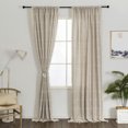 thumbnail image 2 of LUXUR Window Curtain Panel Drapes Treatments Boho Grid Curtains Rod Pocket Bohemian Long Light Filtering Linen Textured Home Decor 1#Coffee W:24"x H:35"/ 60cm*90cm, 2 of 7