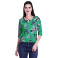 thumbnail image 4 of Moomaya Printed Keyhole Neck Ring Top Casual 3/4th Sleeve Tees Tank Tunic Top, 4 of 5