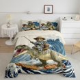 thumbnail image 2 of Erosebridal Cat Riding Dinosaur Comforter Sets Queen Size,Japanese style Bedding Queen Comforter Set,Ocean Bedroom Decor,Reversible,Ultra Soft,3 Pieces, 2 of 7