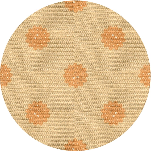 Ahgly Company Tapis Rond Lavable en Machine Intérieur Transitionnel Orange, 7 Pieds Rond