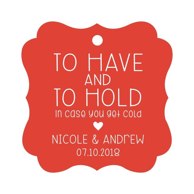 Darling Souvenir Custom Bonbonniere Gift Tags To Have and To Hold In Case You Get Cold Wedding Party Favor Hang Tags-Red-100 Tags