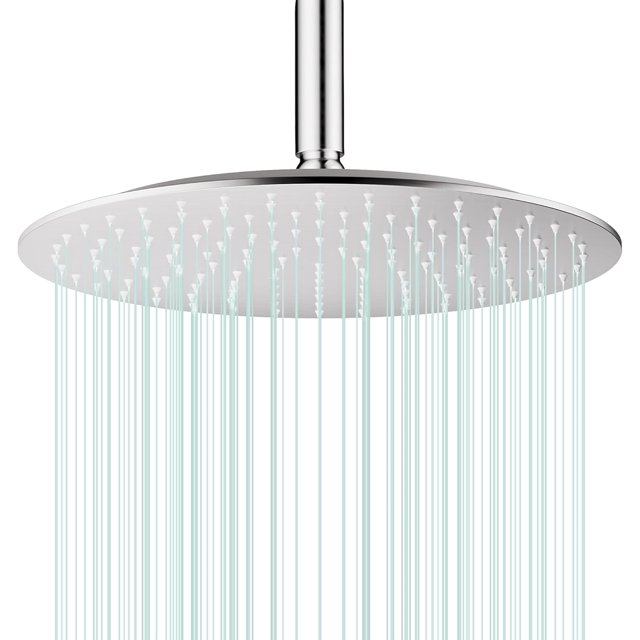 Pomme de Douche Pluie Ronde Pomme de Douche Débit Élevé Acier Inoxydable Pomme de Douche Pluie Conception Haute Pression (BChrome)