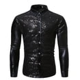 thumbnail image 1 of Men Autumn Lapel Cool Sequined Casual Hot Stamping Process Dance Shirt, 1 of 3