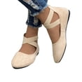 thumbnail image 2 of Ladys Single Shoes Suede Surface Elastic Ankle Strap Soft Sole Pointy Toe Flats Bottom Ballet Rear Ankle Zipper Shoes New Large Size Shallow Mouth Elastic Flat Shoes Beige, 2 of 8