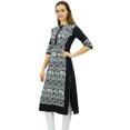 thumbnail image 1 of Phagun Kurta Droite Noire de Designer pour Femme, Manches 3/4, Kurti Décontractée Imprimée-14, 1 of 1