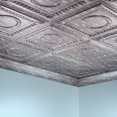 thumbnail image 5 of Fasade Rosette Vinyl 2ft x 4ft Glue Up Ceiling Panel Crosshatch Silver 5 Pack, 5 of 5