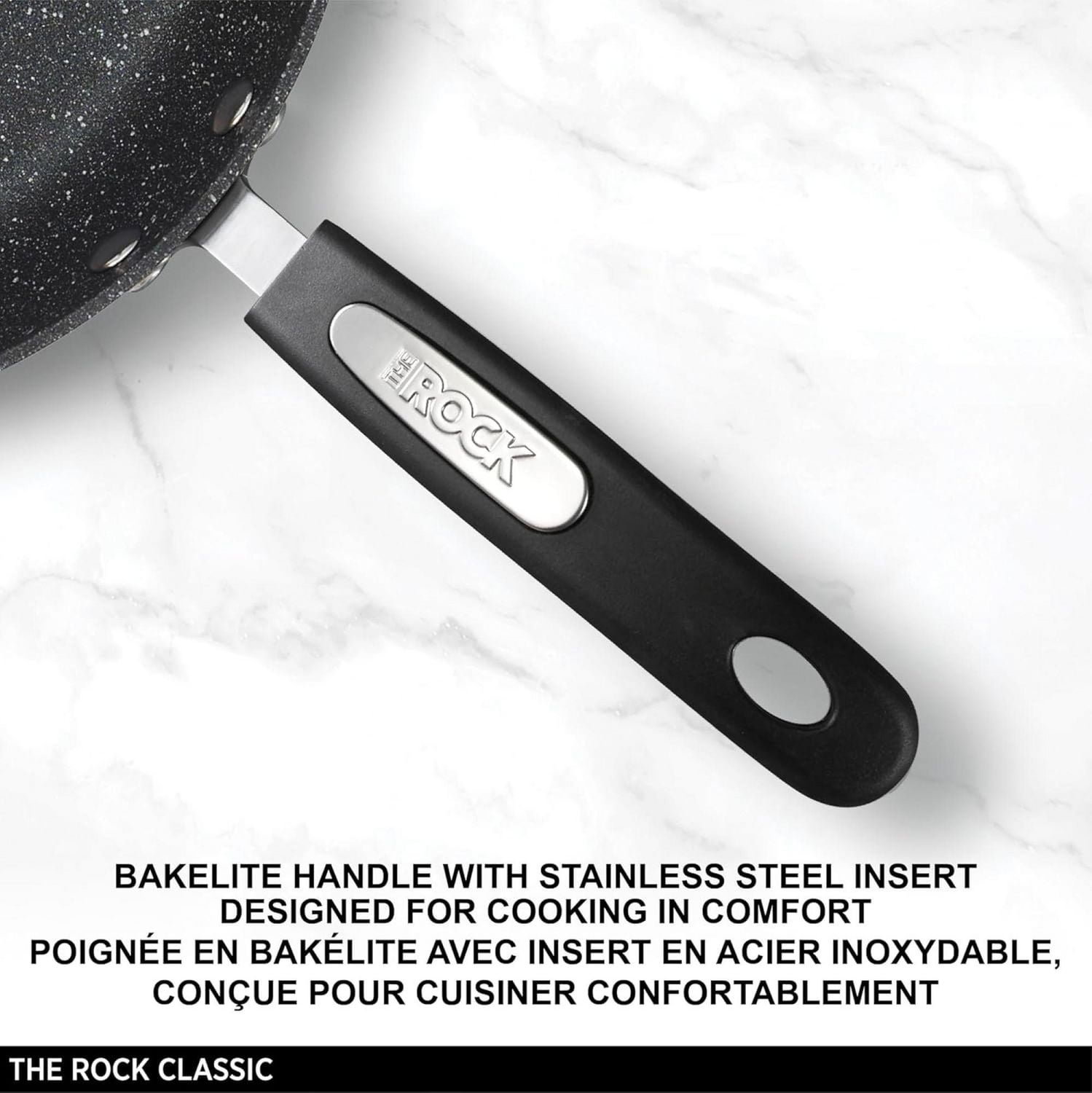 Starfrit The Rock Poêle 24cm (9,5"), Antiadhésive Ultra Durable, Aluminium Forgé, Surface Rock.Tec, Résistante Aux Rayures, Compatible Lave-Vaisselle, Noire