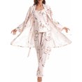 thumbnail image 1 of SUNSIOM Women's Fall Loungewear Set, Lace Patchwork Cami Tops + Pants + Robe 3 Pieces Sleepwear, 1 of 9