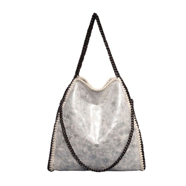 kurtrusly 1/2/3 Wide Application Convenient And Practical Chain Handbag For Women - Foldable Shoulder Bag Fashion PU Chain Shoulder Bag silvery 1 Pc