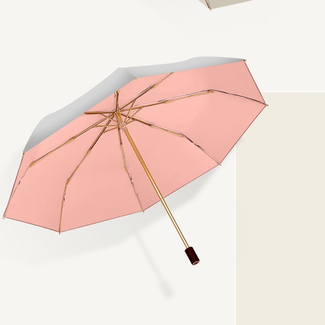 LSLJS Double Layer Titanium Plastic Travel Umbrella with Uv-Resistant Black Plastic Coating & Cool-Ing Titanium Plastic Coating 8-Rib Aluminum Alloy Umbrella Stand