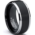 thumbnail image 1 of Men's Two-Tone Tungsten Ring Black Brushed Wedding Band 9MM, 1 of 7