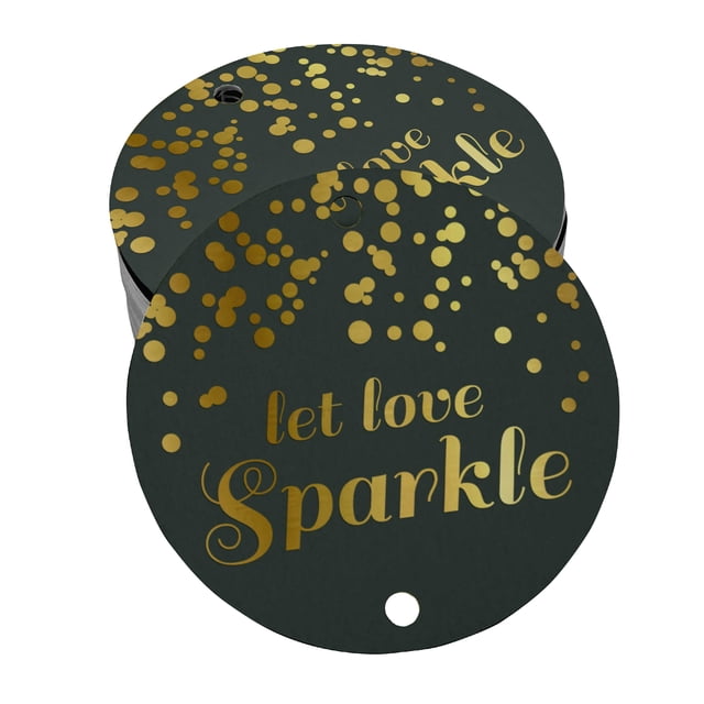 Inkdotpot Real Gold Foil Let Love Sparkle Wedding Tags Favor Hang Paper Tags 50 Pieces