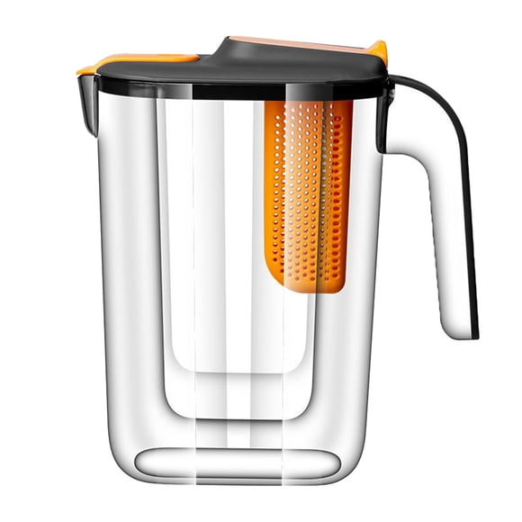 Colorful 0.6L Refrigerator Side Door Cold Water Kettle With Fruit Filter 4 Cups Included Black Plastic