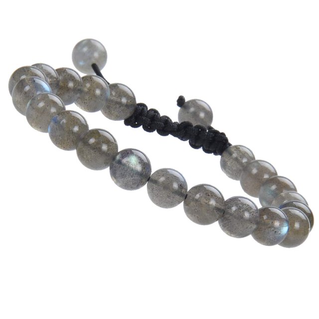 Natural Healing Power Gemstone Crystal Beads Unisex Adjustable Macrame Bracelets 8mm,Labradorite