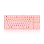 87-key Mechanical Keyboard Wired Keyboard RGB Backlit Keyboard Blue Switch/ 26-key Rollover/ Multimedia Combination Keys Pink