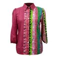 thumbnail image 3 of Birdeem Fashion Womens Loose Tie-Dye Print V-Neck Long Sleeve Buttons Shirt Blouse Tops, 3 of 5