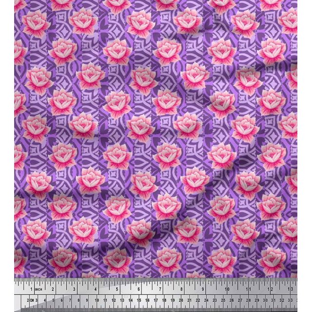 Soimoi Toile Rayée & Imprimés en Tissu Floral Rose par Yard 42 Pouces de Large