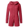 thumbnail image 5 of Penkiiy Combinaisons pour Femmes Femmes Combinaison à Capuche à Manches Longues Pyjama Décontracté d'Hiver Chaud Combinaison de Nuit Rouge 3TG Combinaisons, 5 of 5
