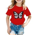 thumbnail image 1 of GPOECD Girls Summer Casual Cute Graphic Print Round Neck Short Sleeve Tee Shirt Top Red,3-4 Years, 1 of 4