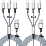 HAHDAXIA Câble de recharge multi-câble [2Pack 6FT] 3 en 1 Câble de chargeur multi-universel câble de recharge rapide tressé avec la foudre et le type C Micro USB Connecteurs multiples USB Câble de chargeur pour