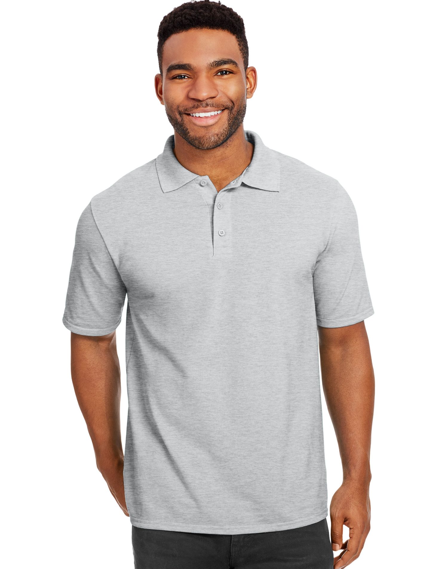 Hanes Men`s X-Temp Fresh IQ Pique Polo, 4XL, Light Steel