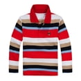 thumbnail image 1 of Chandail Polo Garçon Rayures T-Shirt Garçon Chandail de Rugby Manches Courtes Hauts 13-14 Ans Mode Garçon, 1 of 2