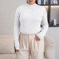 thumbnail image 4 of T-Shirt à Manches Longues Col Semi-Haut Grande Taille pour Femmes, Couche de Base en Modal, Blouse Ample Confortable et Extensible, Tenue Décontractée d'Hiver Chaude, 4 of 7