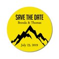 thumbnail image 1 of Darling Souvenir Round 45 Pcs Snowy Mountain Save The Date Stickers Personalized Bride Groom Names And Date Envelope Seals - Yellow, 1 of 4