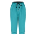 thumbnail image 4 of AherBiu Capri Pants for Women Stretch Low Rise Drawstring Yoga Sweatpants Comfy Summer Joggers Cropped Pants, 4 of 5