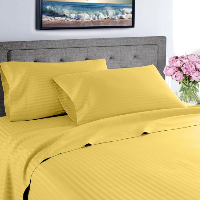 EIGTHTAIL Fresh Linen Collection 600 Thread Count Hotel Striped 100% Egyptian Quality Cotton Deep Pocket Sheet Set (King Gray)