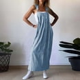 thumbnail image 2 of TrendOFT Combinaisons pour Femmes Décontractées d'Été Mode Amples Tendance à Encolure Carrée Sans Manches à Bretelles Combinaisons pour Femmes une Pièce Salopettes Bleu P, 2 of 5