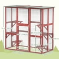 thumbnail image 3 of PawHut Large Wooden Outdoor Cat Enclosure Cage Wine Red, 3 of 10