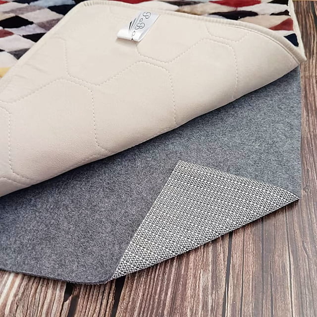 PoBoo Cushioning Non-Slip Rug Pad, 2'x3'-1/8" Thick Dual Surface(Felt + Rubber Grid) Carpet Underlay, Mat Gripper for All Floors and Finishes