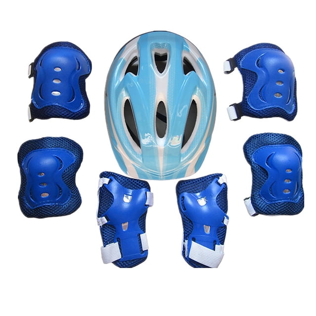 Boy Girls 7PCS Skating Bike Protective Gear Safety Helmet Knee Elbow Pad Set