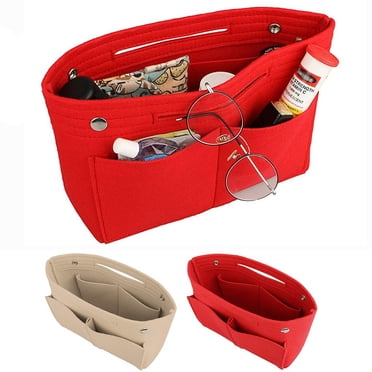 Amerteer Purse Organizer Insert Bag Organizer, Bag in Bag, Perfect for Speedy Neverfull and More,Felt Purse Insert Bag, Base Shaper,Tote Organizer Insert/Multi-Pocket Handbag Shaper(Red)