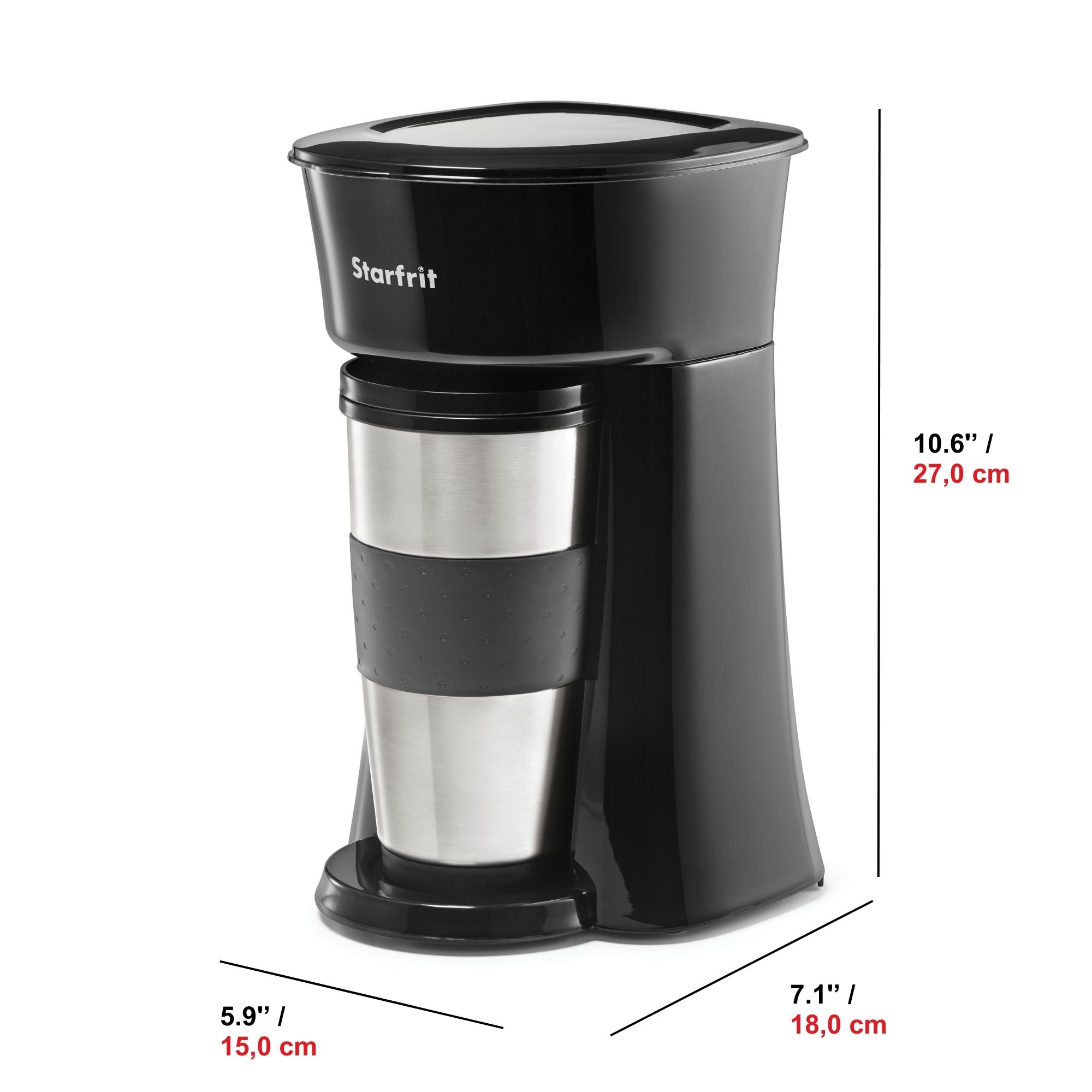 Starfrit Single-Serve Coffee Maker, 12 oz (360 ml), 600 W, with Travel Mug