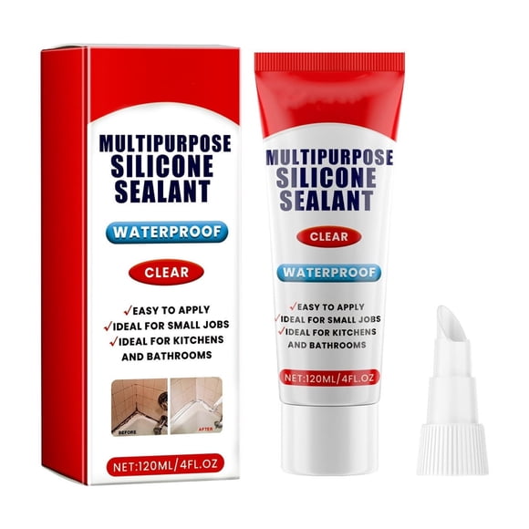 120 ML/4 FL Oz Silicone Caulk Clear Silicone Sealant Waterproof, Kitchen & Bathroom Caulk - Shrink & Crack Proof - Indoor & Outdoor Use Silicone Glue - Strong Caulking formula Tube