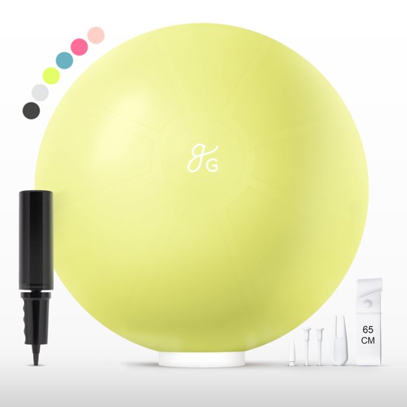 Greater Goods Yoga Ball 65cm Anti-Burst Exercise Ball for Pilates Stability Pregnancy & Workouts Includes Pump Avocado Green