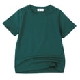 thumbnail image 1 of PMVFHDE T-Shirt à Manches Courtes d'Été Uni pour Enfants à Col Rond - Haut Léger, Respirant et Doux Vert Foncé, 9-10 Ans, 1 of 3