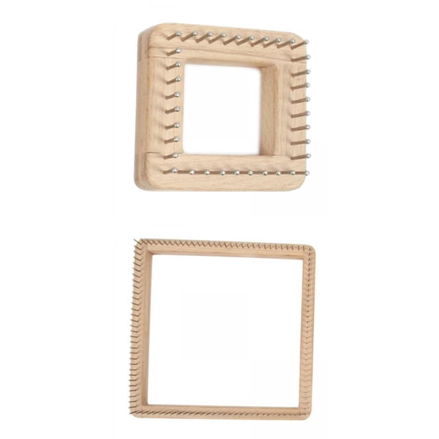 Rongfmy 2Pcs Handcrafted Knitting Loom Weaving Board DIY Wooden Crochet Tools Beginners