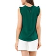 thumbnail image 3 of INSPIRE CHIC Women's Sleeveless Work Blouses Ruffled Pleated Chic Tops Dark Green S, 3 of 7