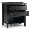 thumbnail image 2 of Warm Shaker Solid Wood 24 inch Wide Rustic Bedside Nightstand Table in Dark Brown, 2 of 5