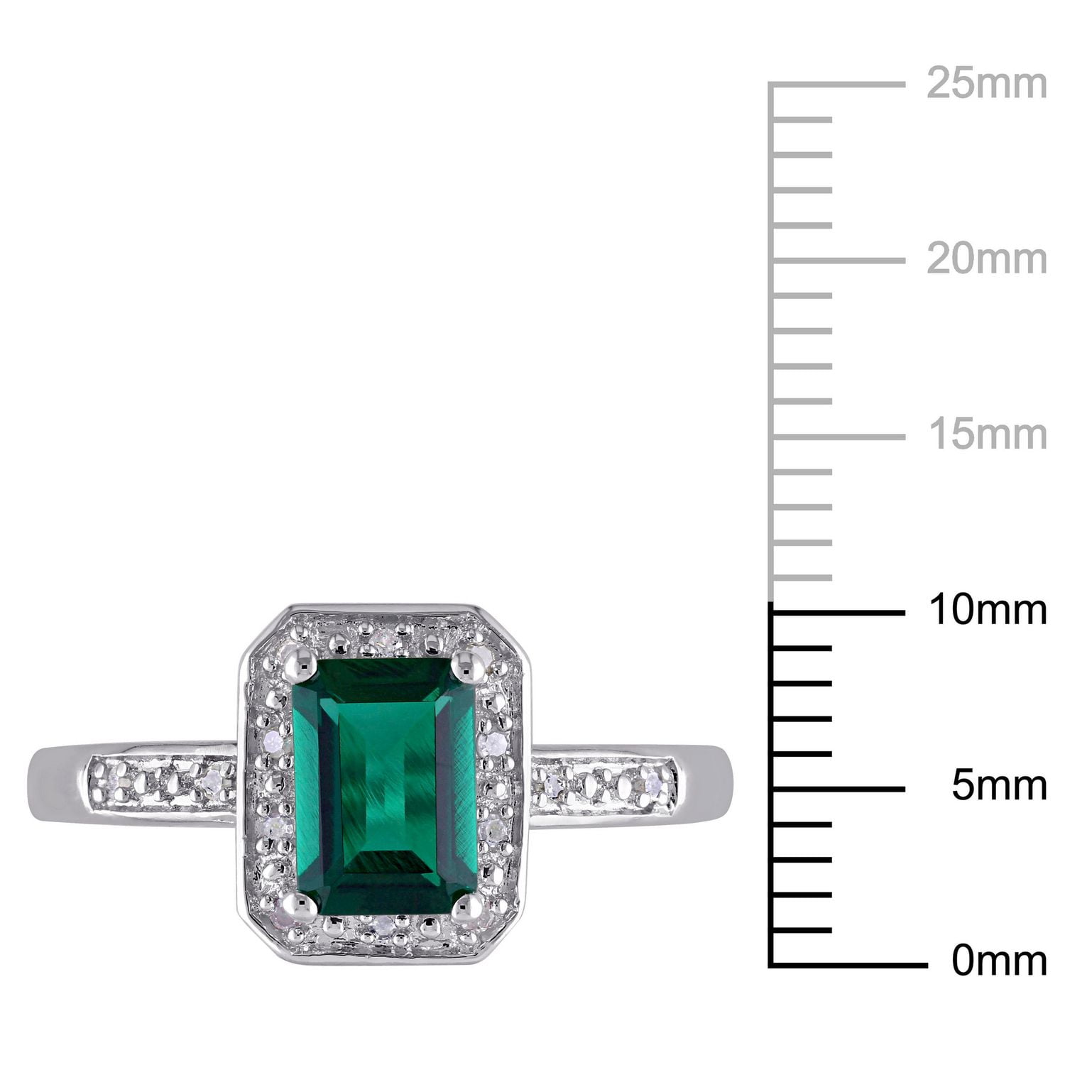 Bague auréole Tangelo avec émeraude synthétique 7/8 CT PBT et accents de diamants en argent sterling
