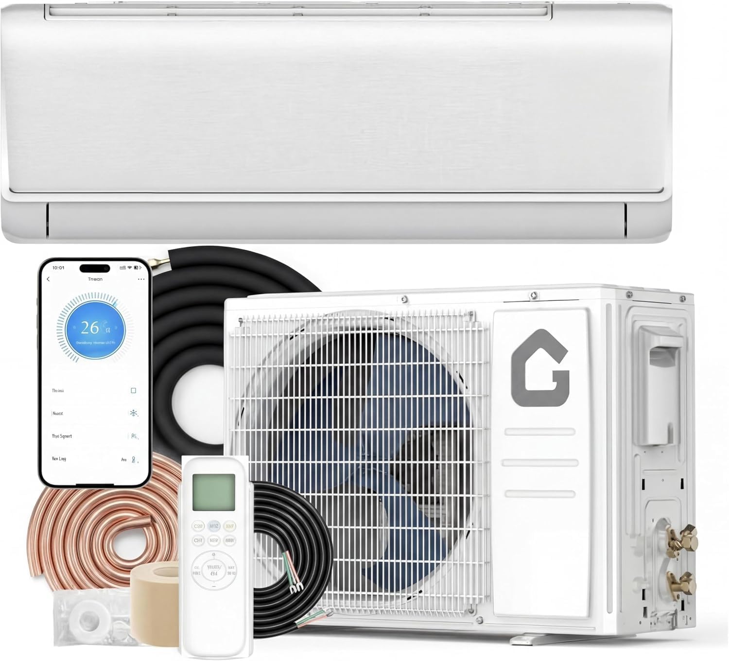 YUSAZENS 18000BTU WiFi Ductless Mini Split Air Conditioner, 21 SEER2 High Efficiency Wall Mount AC Unit, 230V ABS Cooling System for Indoor Use