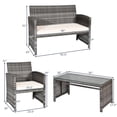 thumbnail image 2 of Costway Ensemble de Mobilier de Terrasse en Rotin 4 Pcs, Conversation, Dessus de Table en Verre, Sofa Coussiné, 2 of 10